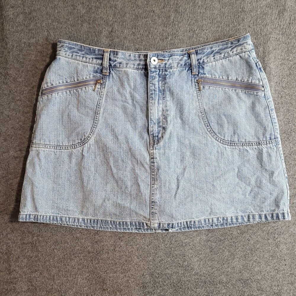 LA Blues Mini Jean SKORT Vintage Y2K Womens 14 Zipper Pockets Retro Denim